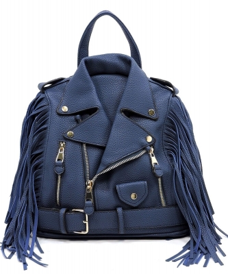 Motorcycle Jacket Fringe Backpack LY0422 NAVY